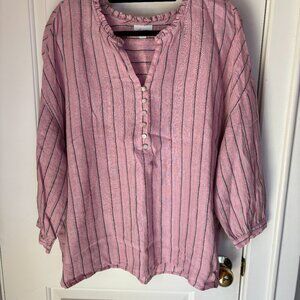JJill 3/4 Sleeve Linen Striped Top 2X